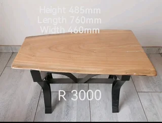 Hand Crafted Solid Wooden Coffee Table With Steal Legs