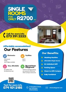 Rooms to Rent in Auckland Park - Near UJ APB