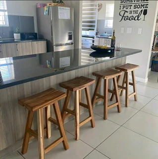 High Quality Solid Kiaat Kitchen Stools