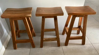 CUSTOM SOLID KIAAT BAR / KITCHEN COUNTER STOOLS