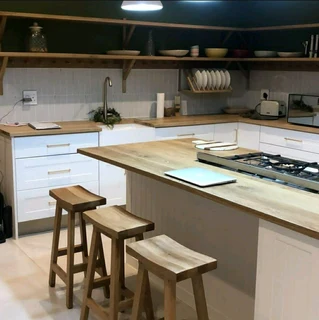 CUSTOM SOLID KIAAT BAR / KITCHEN COUNTER STOOLS