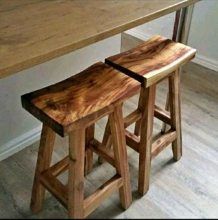 CUSTOM SOLID KIAAT BAR / KITCHEN COUNTER STOOLS