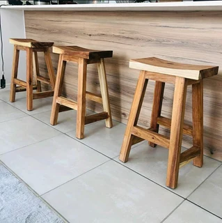 MODERN CUSTOM SOLID KIAAT BAR/KITCHEN STOOLS