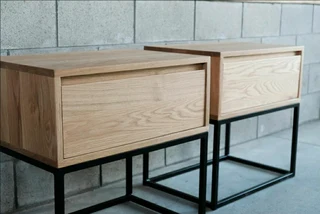 CUSTOM SOLID OAK BEDSIDE TABLES