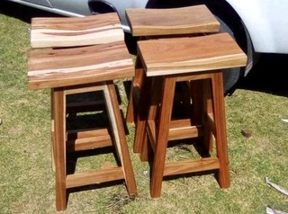 TOP QUALITY CUSTOM SOLID KIAAT KITCHEN STOOLS