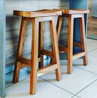 Custom Solid Kiaat Kitchen Stools
