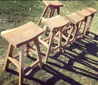 Custom Solid Kiaat Bar Stools