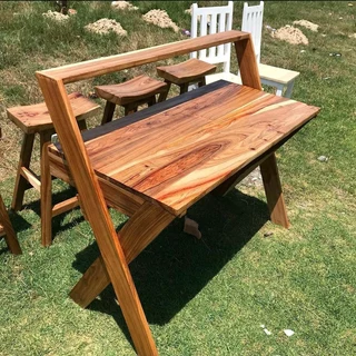 Custom Solid Kiaat Bar Stools