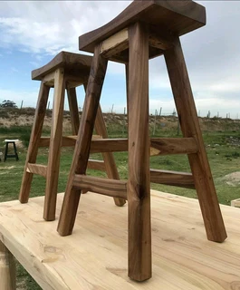 Custom Solid Kiaat Bar / Kitchen Stools