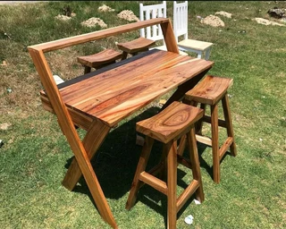 Custom Solid Kiaat Bar / Kitchen Stools