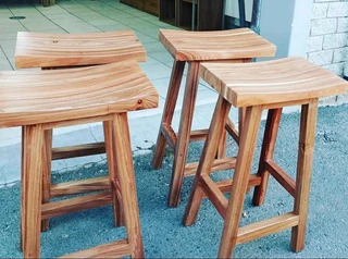 Custom Solid Kiaat Bar / Kitchen Stools