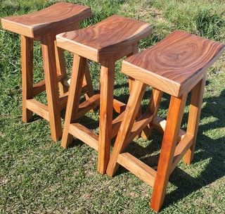 Custom Solid Kiaat Bar Stools