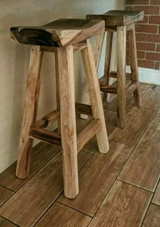 Custom Solid Kiaat Bar / Kitchen Stools