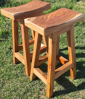 Custom High Quality Solid Kiaat Bar Stools