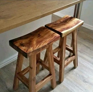 Custom Solid Kiaat Kitchen Stools