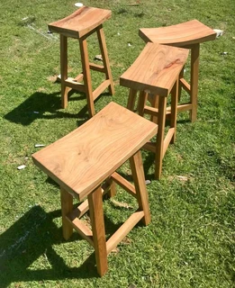 Custom Solid Kiaat Kitchen Stools