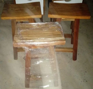 Custom solid kiaat bar / kitchen stools