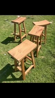 Custom solid kiaat bar / kitchen stools