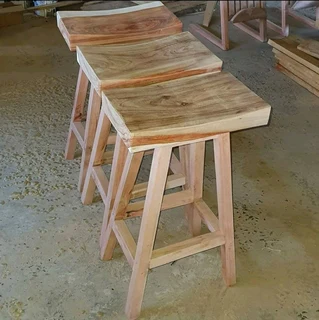 Custom Solid Kiaat Bar Stools