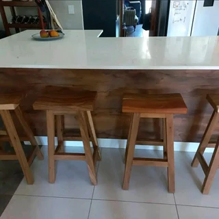 Custom Solid Kiaat Bar / Kitchen Stools