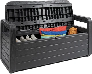 Foreverspring Uv Weather Defiant Lockable Box Chest Bench For Outdoor Pool Patio/ Decks