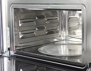 THE LOFRA SLEEK, POWERFUL, AND VERSATILE 60CM BLACK LINE MICROWAVE OVEN.