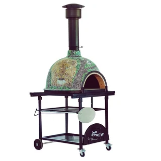 Mmmmmm.. Al Fresco Festivo Mosaic Wood‑fired Pizza Oven With Thermometer.
