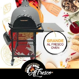 The Authentic Wood Fired Al Fresco Grande Oven With Door, Thermometer And Chimney.