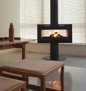 SAVE ON THE FLAMM B4 DOUBLE SIDED FREESTANDING FIREPLACE (10-12KW).