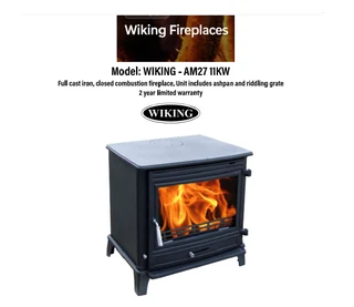 Wiking AM27 11K Fireplace (9-11kW)-A powerful freestanding, Closed Combustion wood burning fireplace