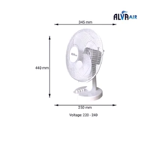 SUMMER IS APPROUCHING - THE ALVA AIR 30CM PLASTIC DESK FAN (WHITE/BLACK).