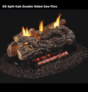 THE G9 Split Oak Double Sided See Thru, Burner &#43; Logset.