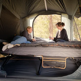 New To Our Range!!the Anywhere Queen Deluxe Bed From Oztrail Ensures A Restful Night.