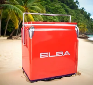SALE!! ELBA CHILL ANYWHERE 13L RETRO METAL COOLER BOX WITH HANDLE LID.