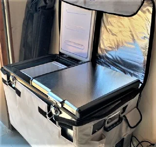 The Snomaster 81.5l Dual Compartment S/steel Portable F/freezer.