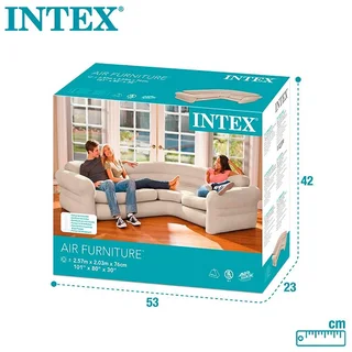 SETTLE IN WITH POPCORN AND A MOVIE -INTEX INFLATABLE CORNER LIVING ROOM NEUTRAL SECTIONAL SOFA.