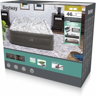 WAKE UP RENEWED AND REFRESHED ON THE BESTWAY FOAMTOP COMFORT RAISED AIRBED -QUEEN.