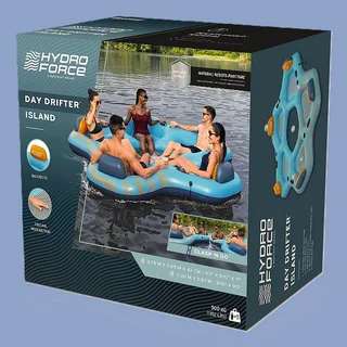 START YOUR PARTY WITH THE BESTWAY HYDRO FORCE DAY DRIFTER 5-PERSON INFLATABLE PARTY ISLAND.
