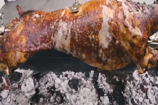 New To The Range - Large Grand 430 Stainless-steel Lamb Rotisserie Manual Turn Braai Spit.