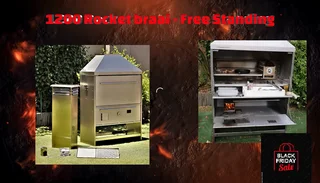 SUMMER SPECIAL-THE 1200mm FREE STANDING 430/304 STAINLESS-STEEL ROCKET BARBEQUE BRAAI.