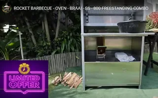 SUMMER SALE ON THE FREE STANDING 800mm STAINLESS-STEEL ROCKET BARBEQUE BRAAI.