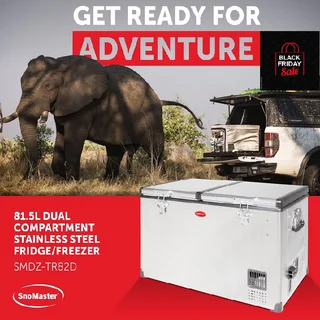 The Snomaster 81.5l Dual Compartment S/steel Portable F/freezer On Our Black Friday Deal.