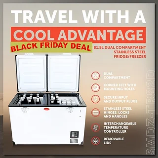 THE SNOMASTER 81.5L DUAL COMPARTMENT S/STEEL PORTABLE F/FREEZER ON OUR BLACK FRIDAY DEAL.