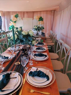 Birthday party, Baby shower, wedding decor, catering, stretch tent, chairs, tables and Rentals