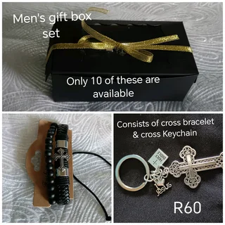 Men's cross  bracelet and cross Bible Keychain gift set