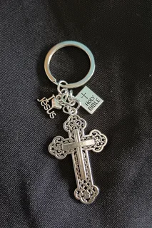 Men&#39;s cross  bracelet and cross Bible Keychain gift set