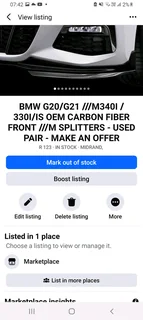 BMW G20/G21 ///M340I / 330I/ IS OEM CARBON FIBER FRONT BUMPER SPLITTERS