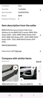 BMW G20/G21 ///M340I / 330I/ IS OEM CARBON FIBER FRONT BUMPER SPLITTERS