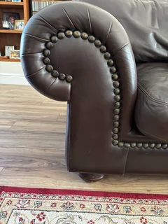 Classic brown Coricraft Leather Couch with studs