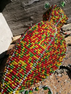 Vtg Beaded Gecko Light Wire Art 47cm L